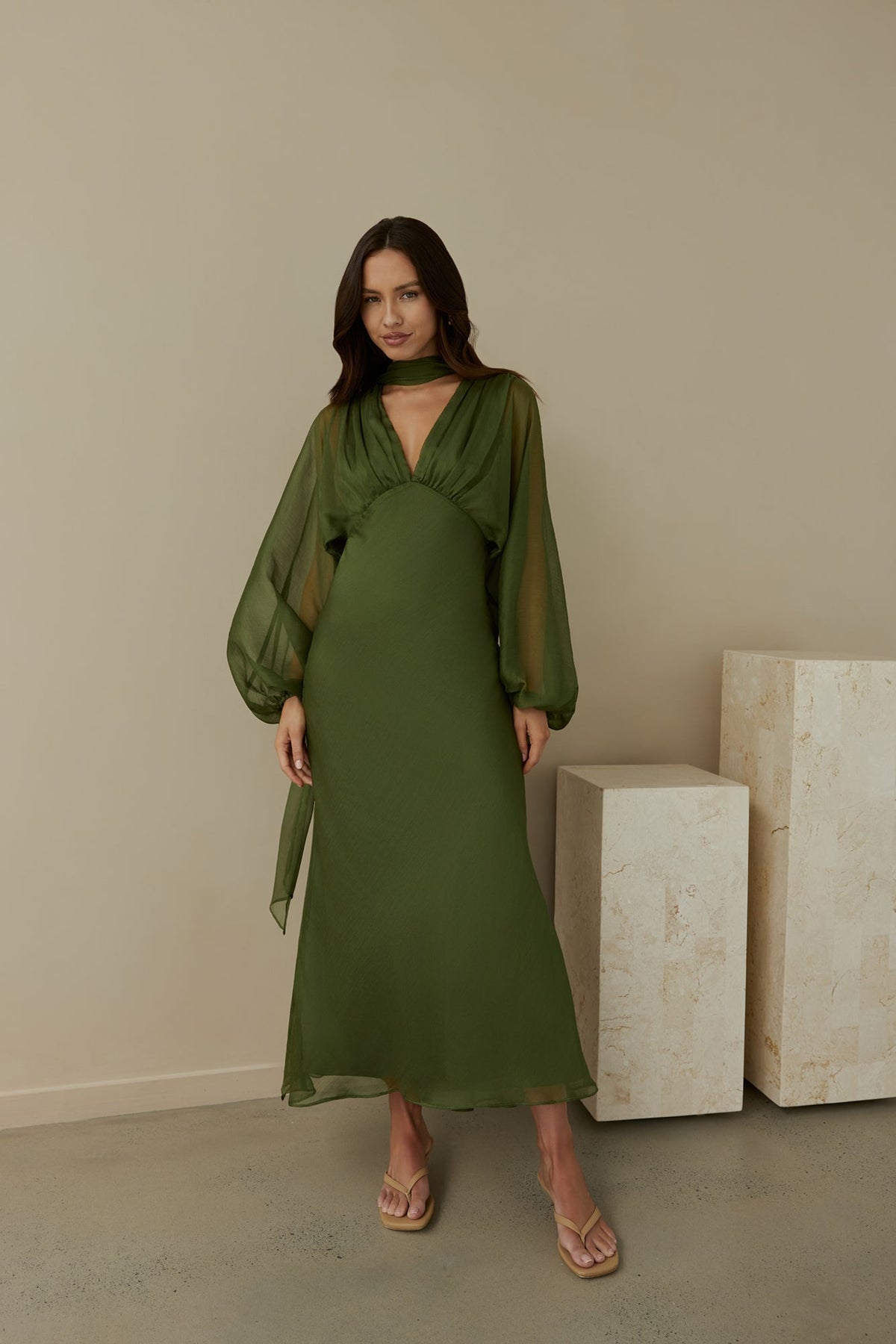 Mabel Long Sleeve Dress with Wrap Front and Tie Waist