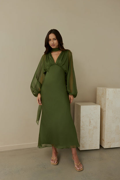 Mabel Long Sleeve Dress with Wrap Front and Tie Waist