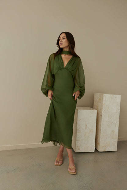 Mabel Long Sleeve Dress with Wrap Front and Tie Waist