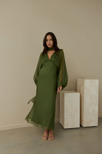 Mabel Long Sleeve Dress with Wrap Front and Tie Waist