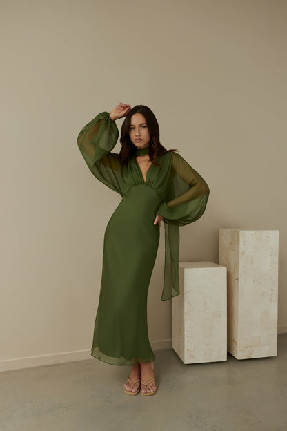 Mabel Long Sleeve Dress with Wrap Front and Tie Waist