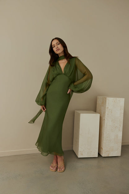 Mabel Long Sleeve Dress with Wrap Front and Tie Waist