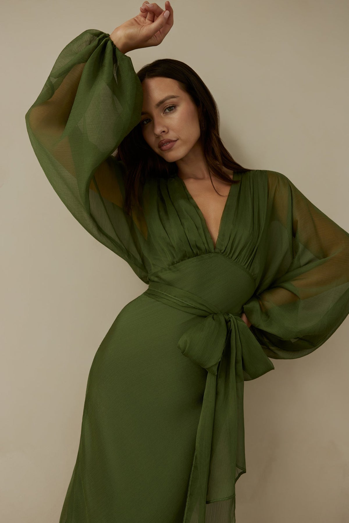 Mabel Long Sleeve Dress with Wrap Front and Tie Waist