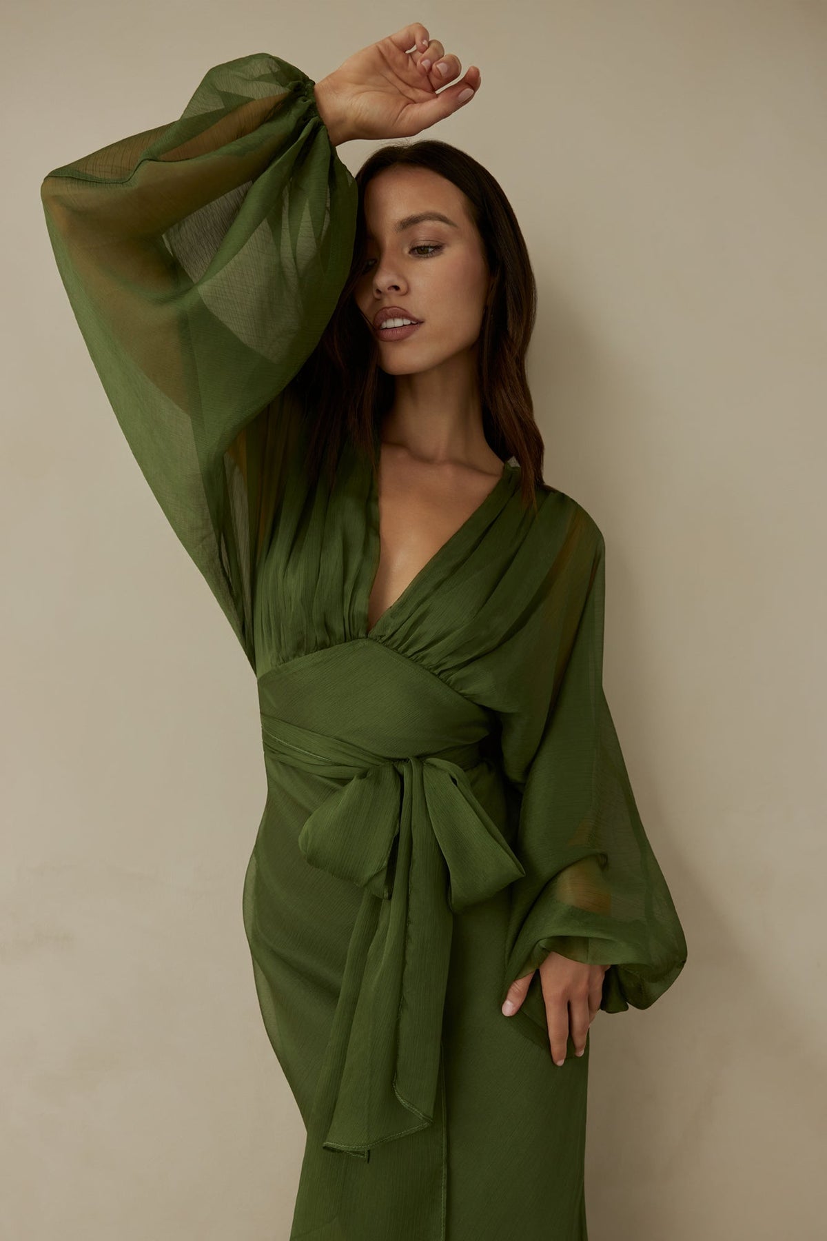 Mabel Long Sleeve Dress with Wrap Front and Tie Waist