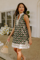 Alizee Black Mini Dress with Floral Print and Collar