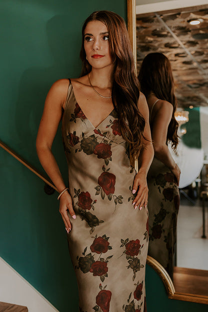 Letitia Satin Floral Maxi Dress