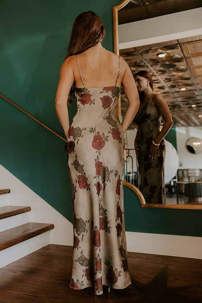Letitia Satin Floral Maxi Dress