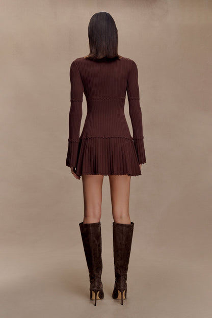 Signe Knit Dress with High Neck and Pleated Hem