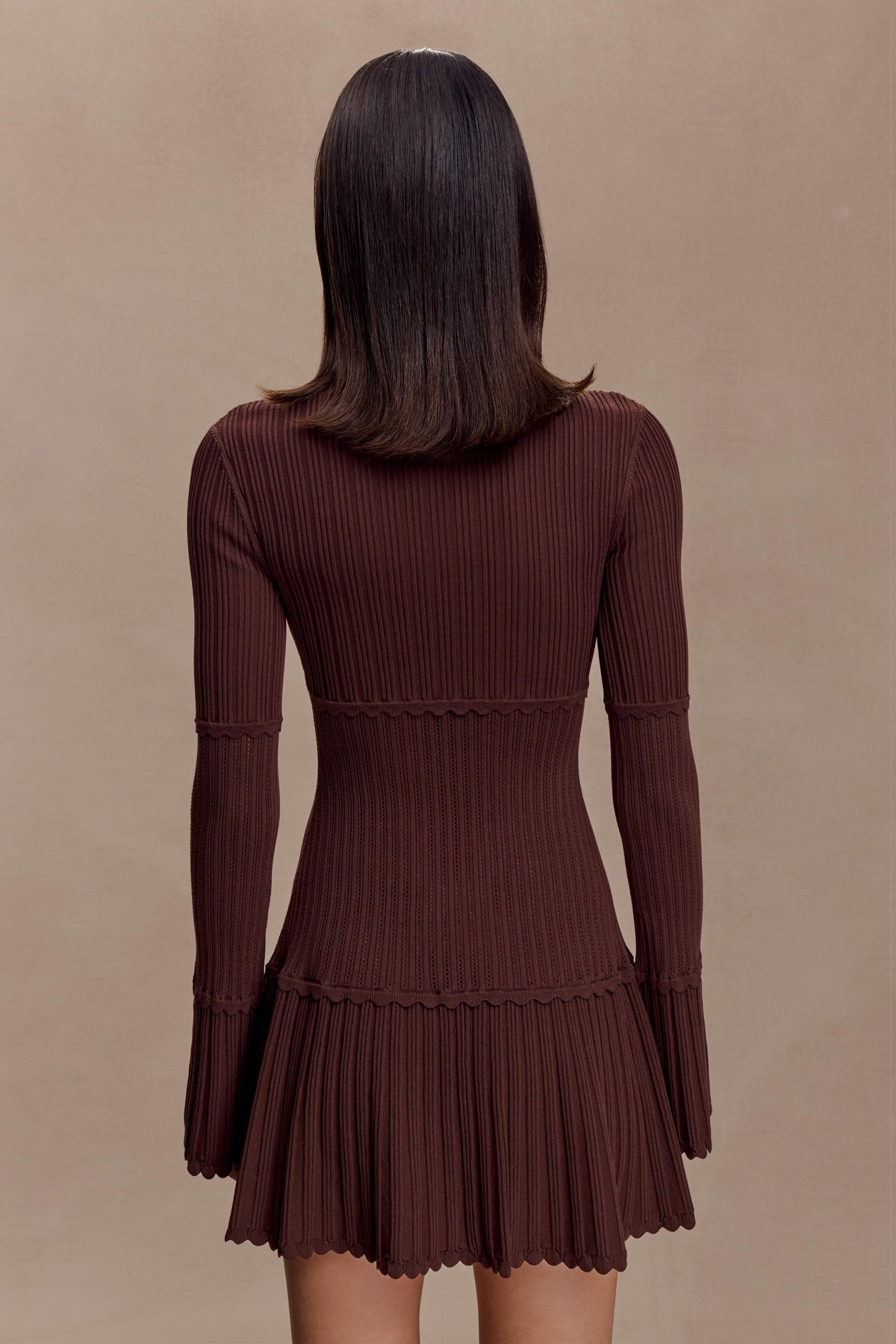 Signe Knit Dress with High Neck and Pleated Hem