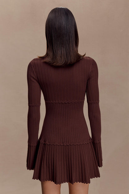 Signe Knit Dress with High Neck and Pleated Hem