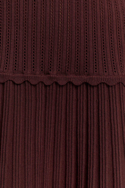 Signe Knit Dress with High Neck and Pleated Hem