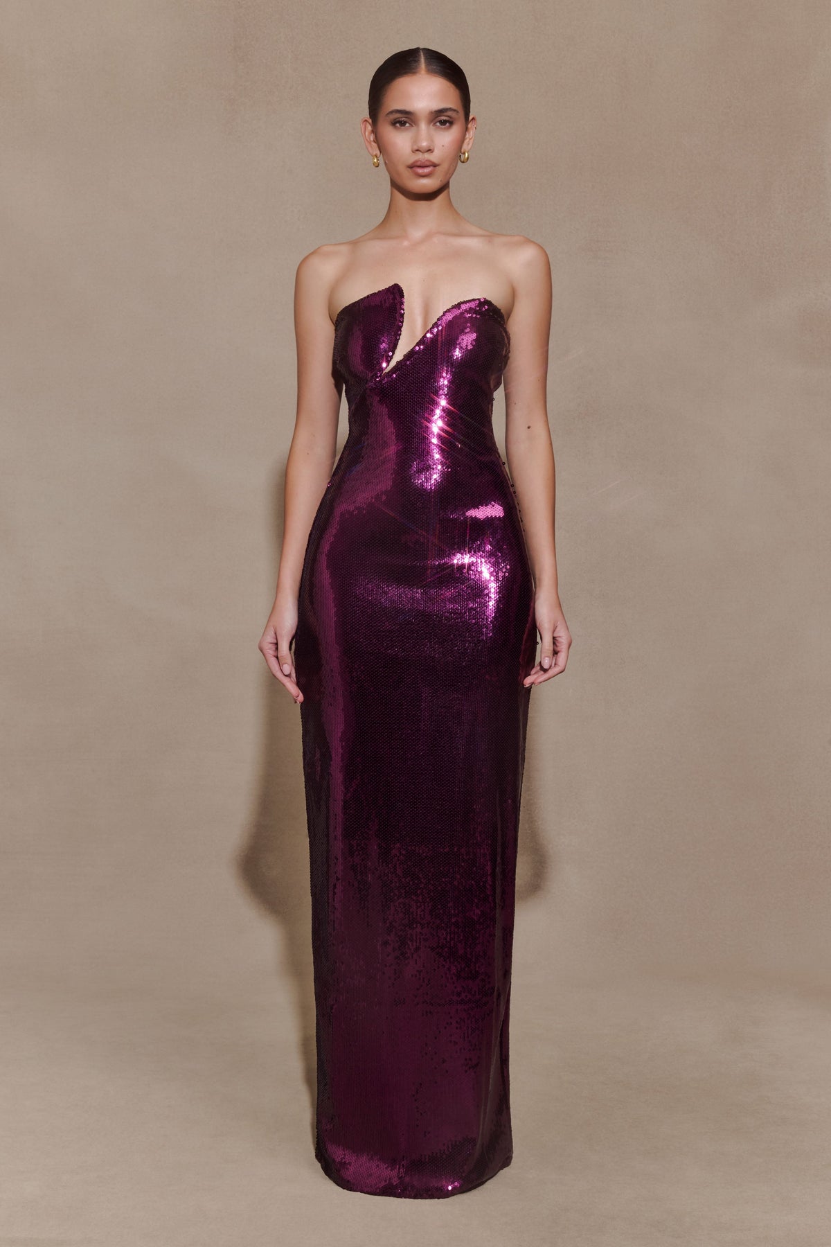 Aubrey Sequin Dress with Strapless Neck and Column Fit