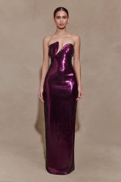 Aubrey Sequin Dress with Strapless Neck and Column Fit