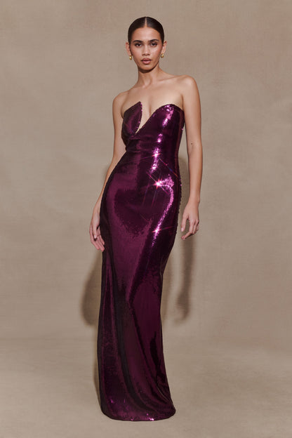 Aubrey Sequin Dress with Strapless Neck and Column Fit