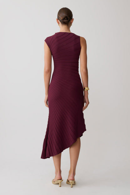Brynn Knit Dress with High Neck and Pleated Hem