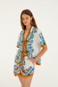 White Flora Tile Shorts