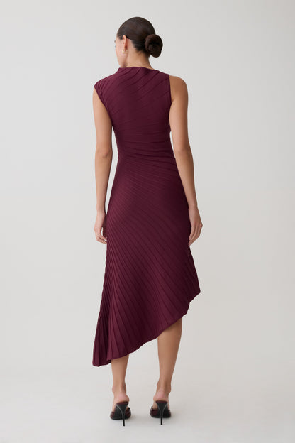 Brynn Knit Dress with High Neck and Pleated Hem