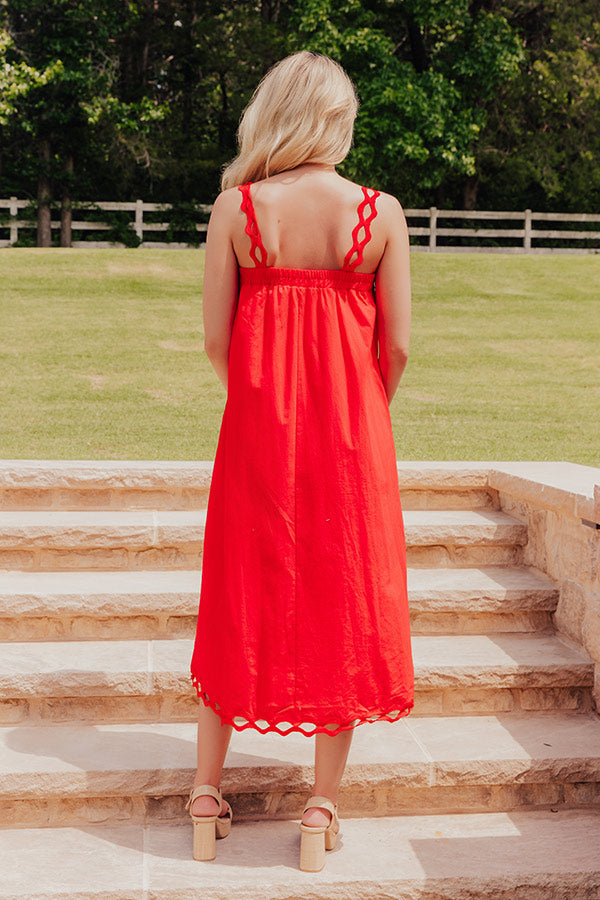 Lucinda Red Dress with Ric Rac Trim and Tiered Skirt
