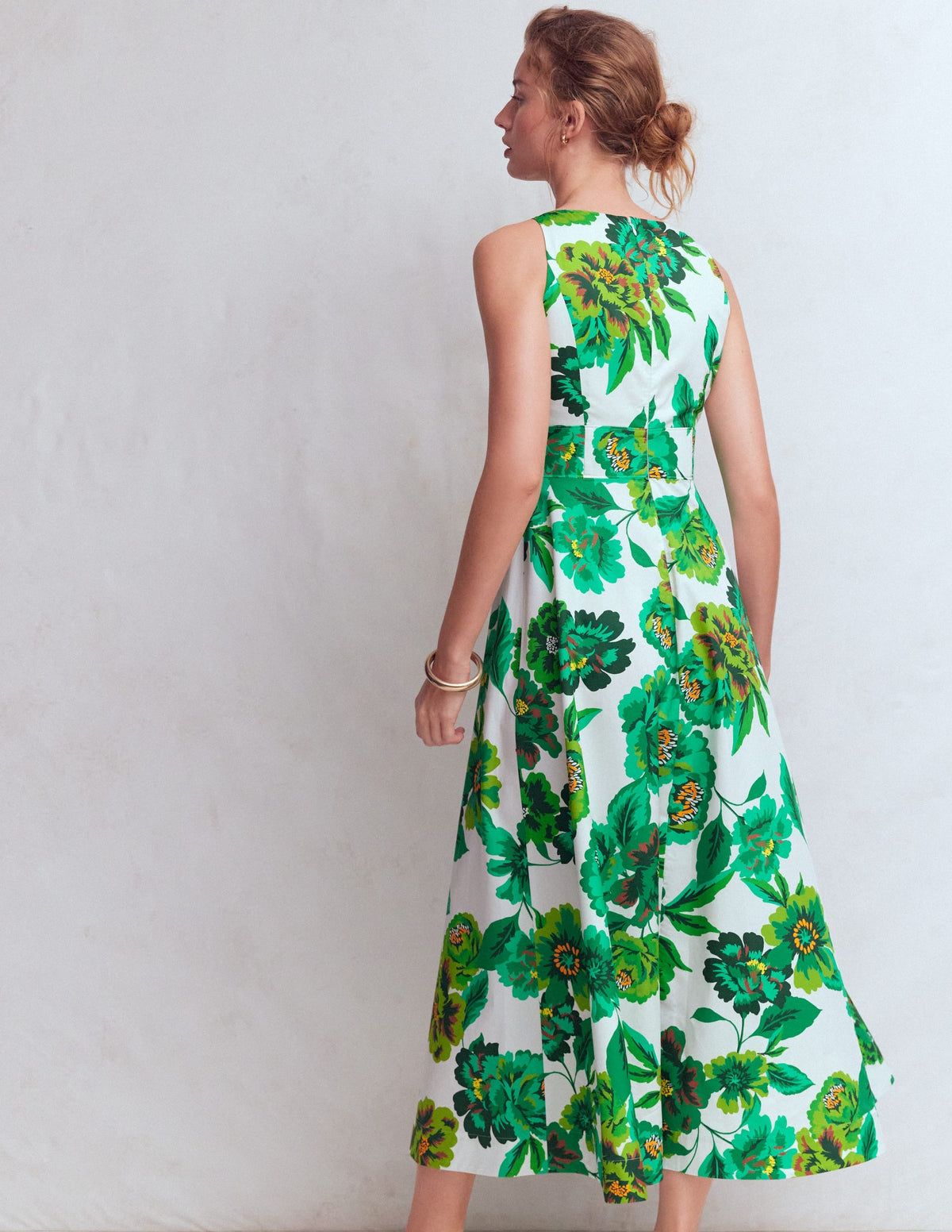 Aoife Green Dress with Corset Bodice and Blossom Print