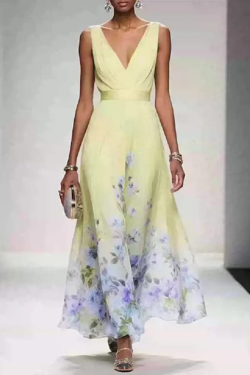 Leah A-Line Tea Length Chiffon Dress