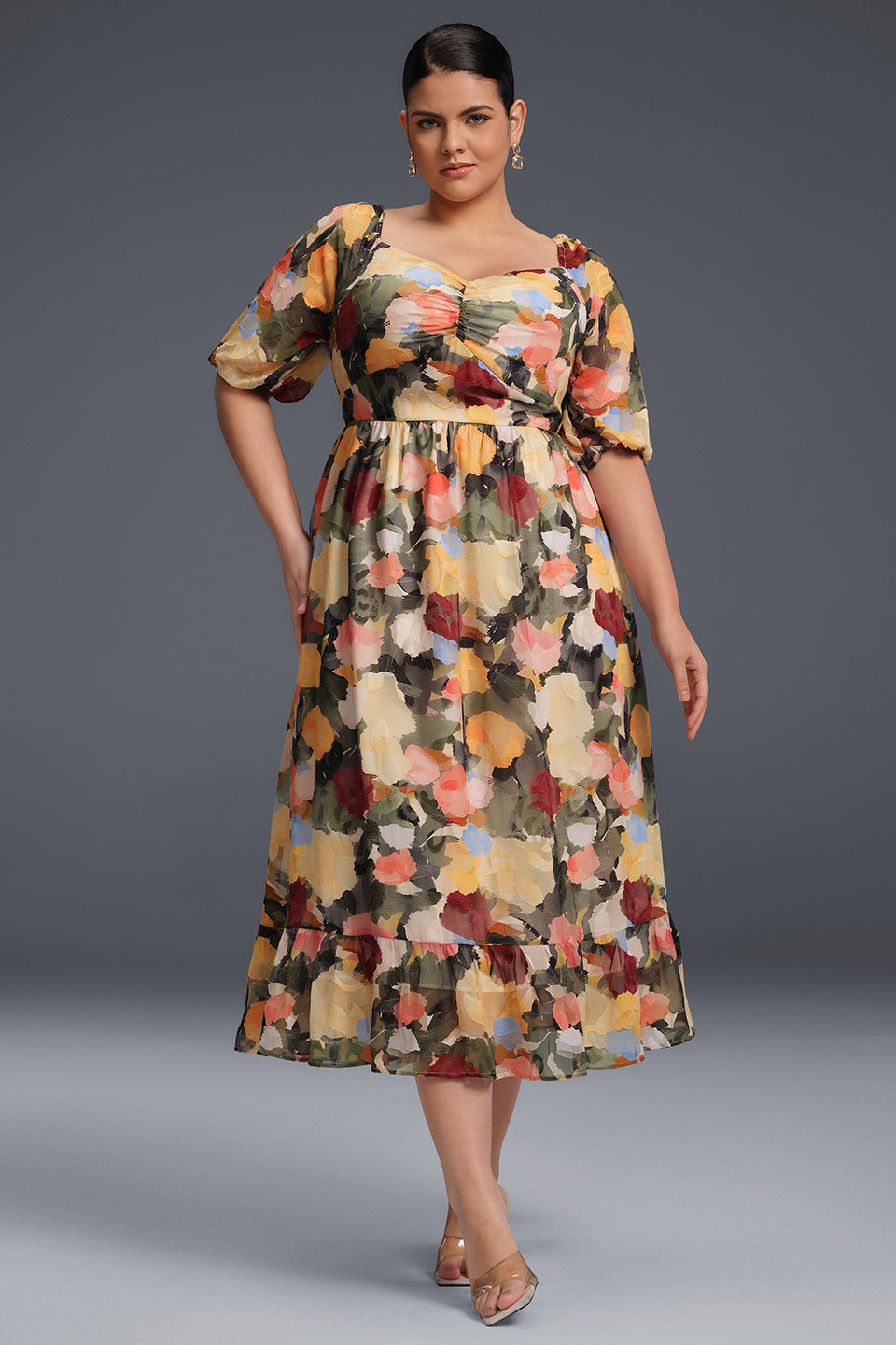Alisha Draped Collar Floral Maxi Dress