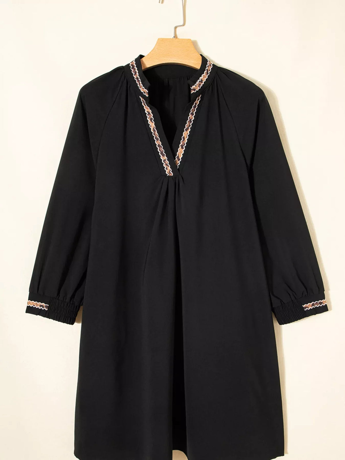 Opal Black Mini Dress with Contrast Trim and Shift Fit