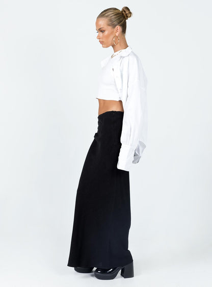 Estella Black Skirt with Column Cut and High Waist