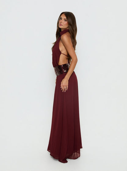 Linnet Sequin Dress with Halter Neck and Drop Waist