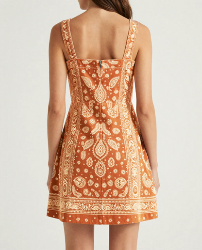 Liz Structured Mini Dress in Rust Earth
