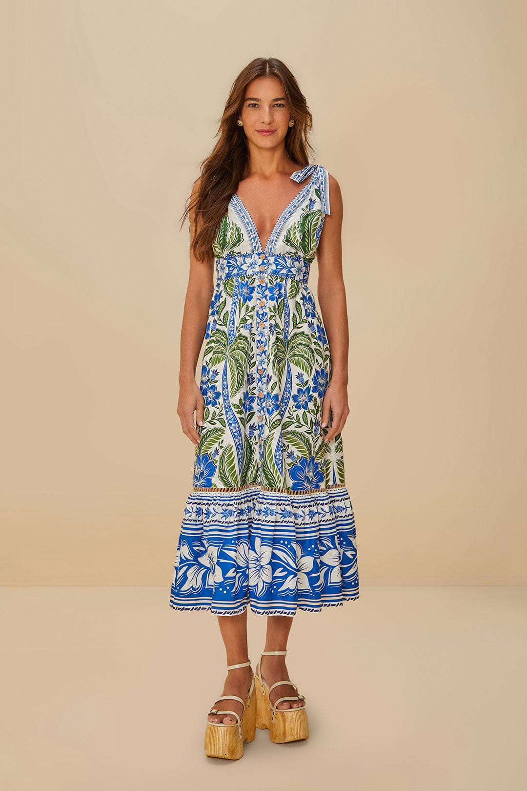 Marla Scallop Linen Maxi Dress