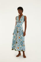Marla Scallop Linen Maxi Dress