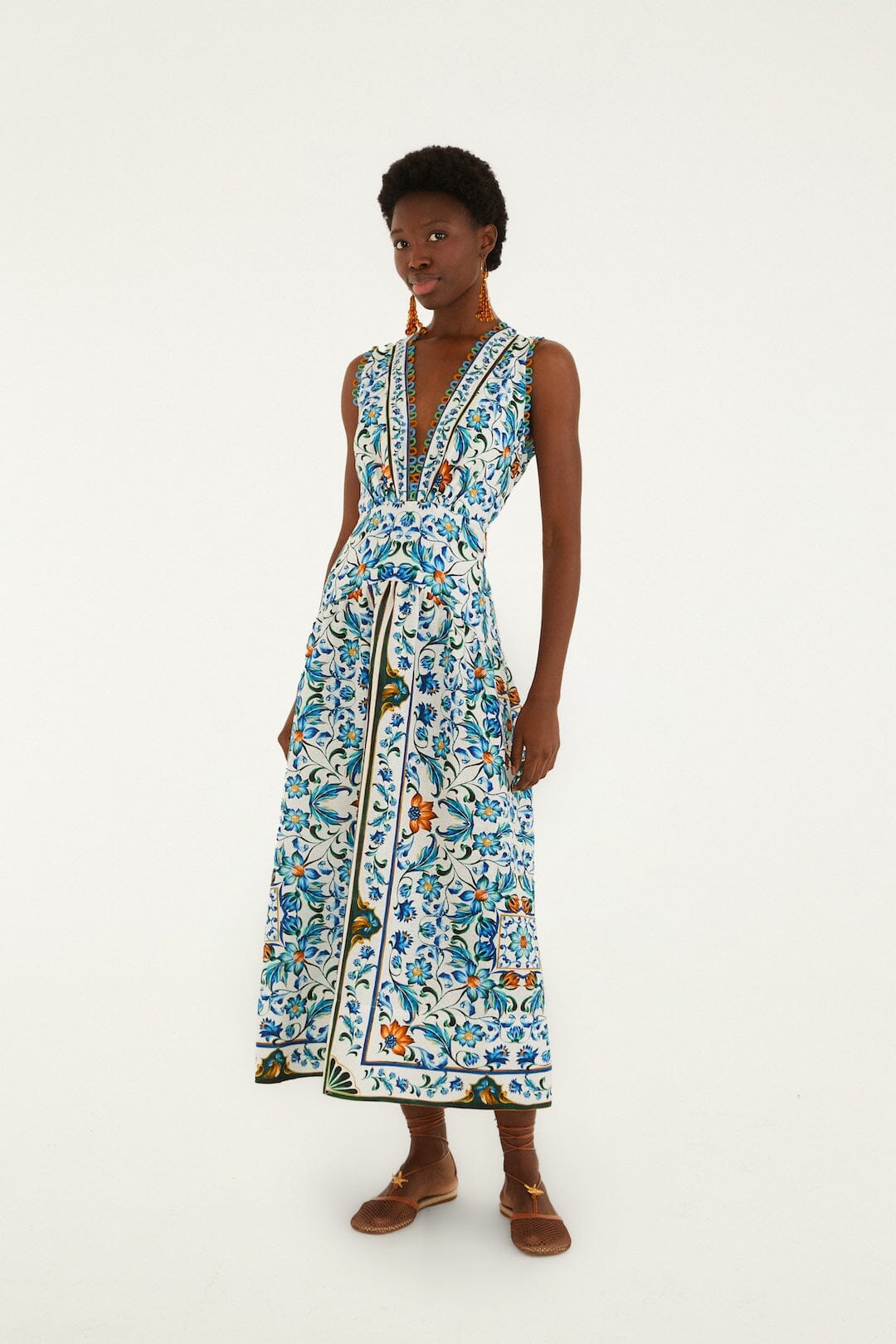 Marla Scallop Linen Maxi Dress
