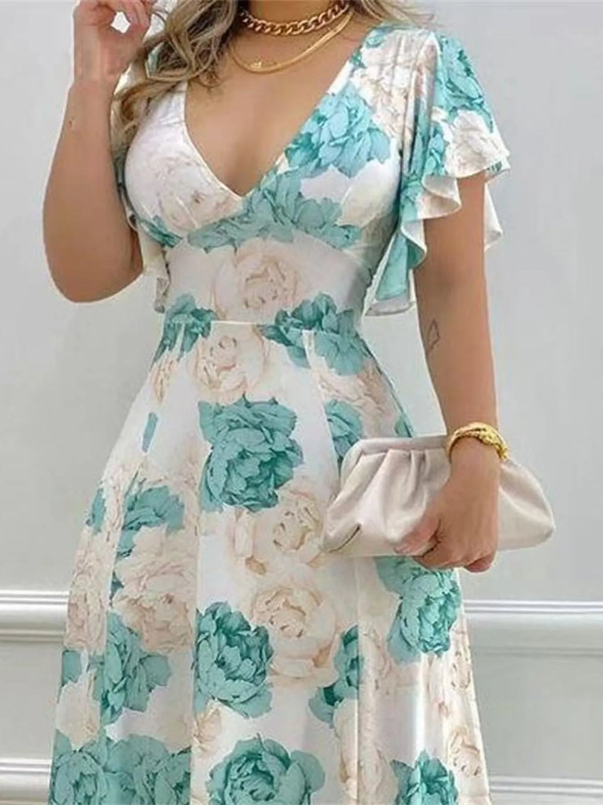 Xena Floral Maxi Dress with Flutter Sleeves