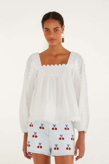 Marla Scallop Linen Maxi Dress