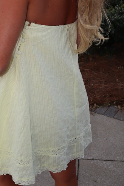 Luana Yellow Mini Dress in Soft Linen