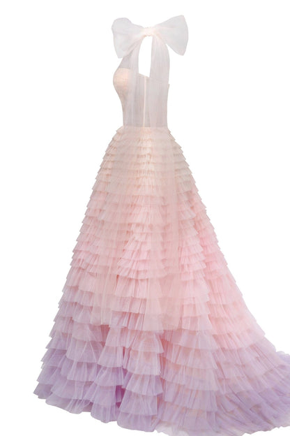 Kara Formal Gown with Ombre Tulle and Layered Ruffles