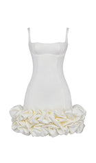 Gilda Homecoming Dress with Ruffle Hem and Ivory Satin