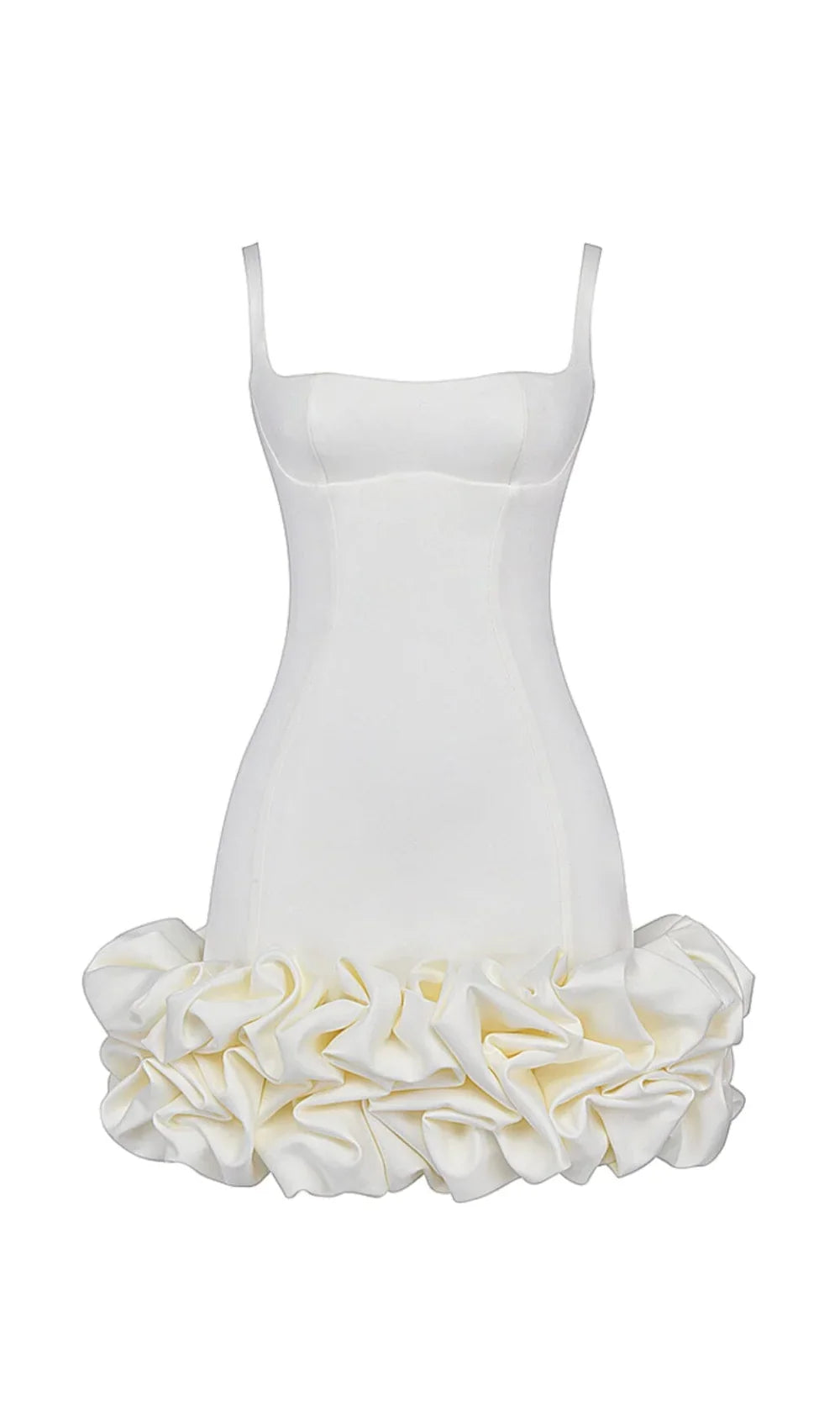 Gilda Homecoming Dress with Ruffle Hem and Ivory Satin