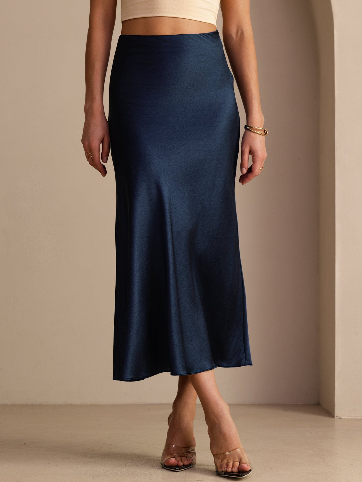 Francesca Silk Skirt with High Waist and Bias Cut