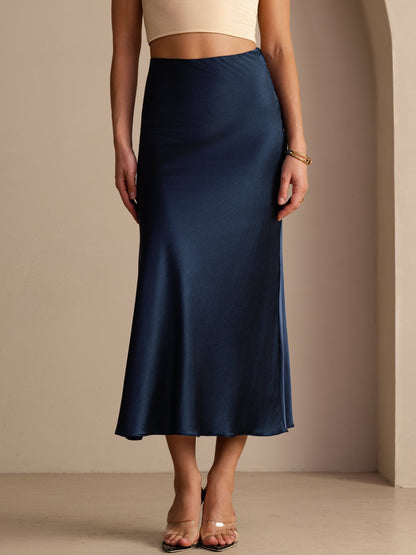 Francesca Silk Skirt with High Waist and Bias Cut
