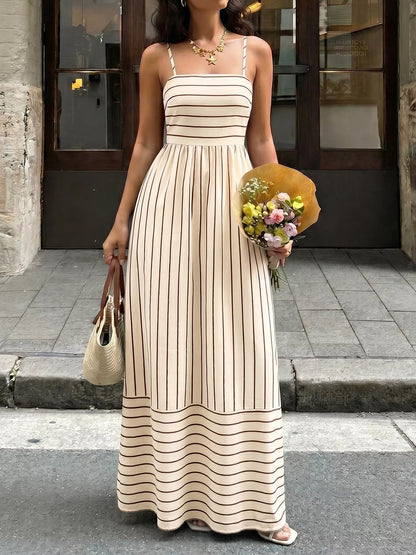 Mira Striped Linen Maxi Dress