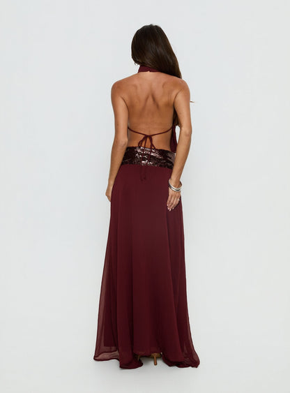 Linnet Sequin Dress with Halter Neck and Drop Waist