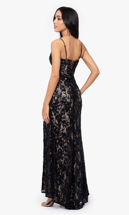 Tilda Sequin Dress with Lace-Up Back and High Slit