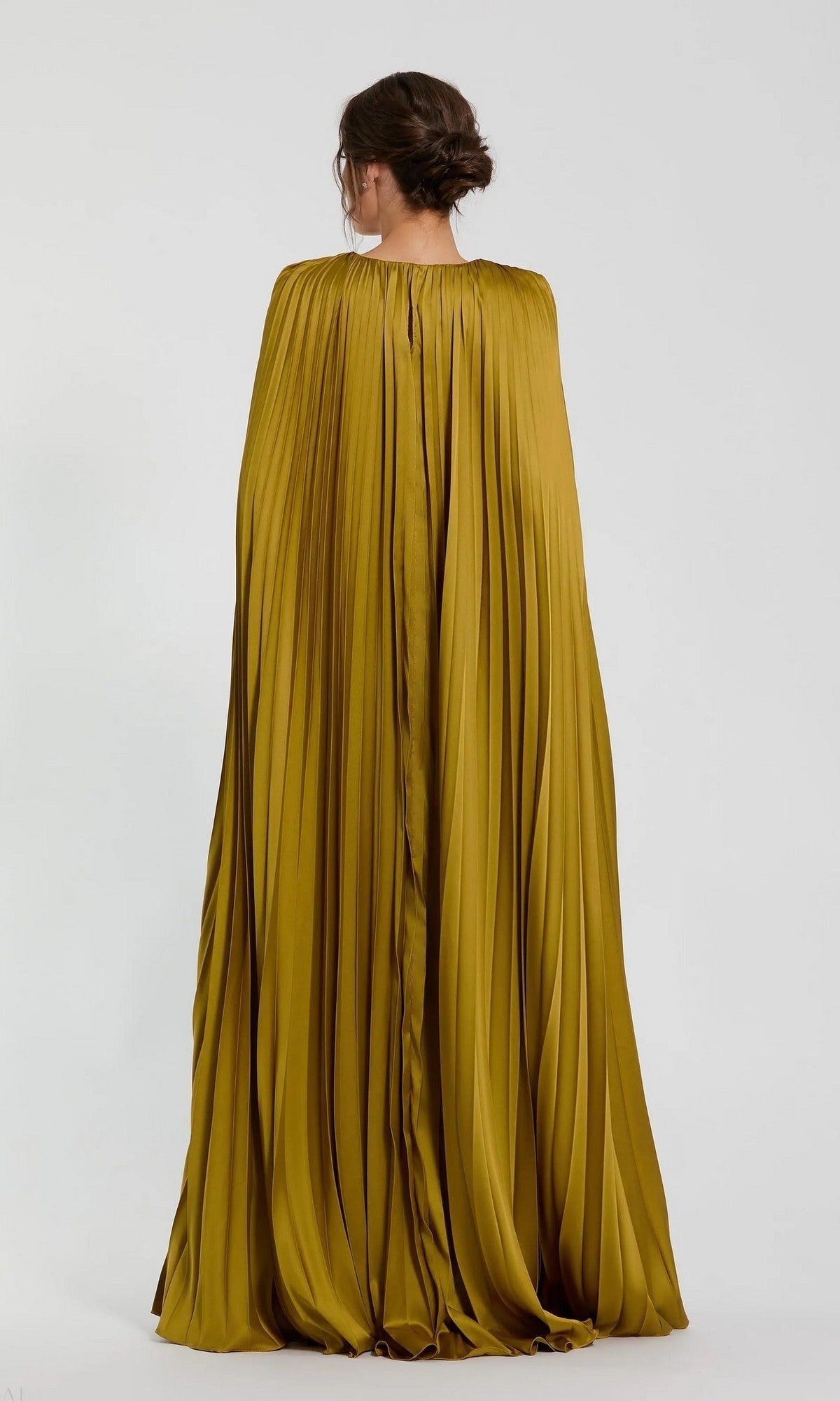 Bernadette Formal Dress with Cape Sleeves and Pleated Skirt