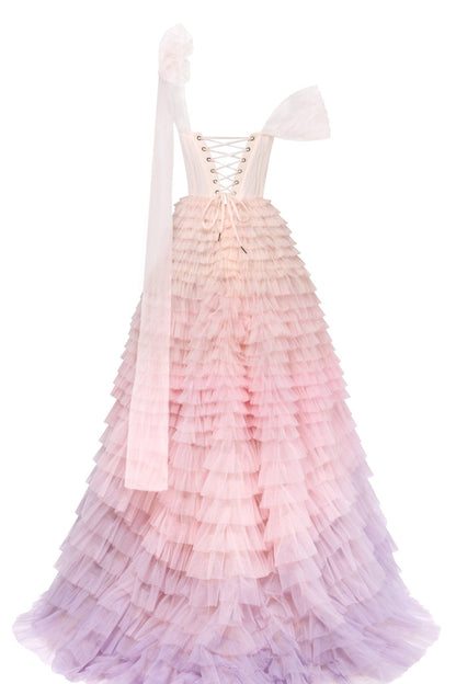 Kara Formal Gown with Ombre Tulle and Layered Ruffles