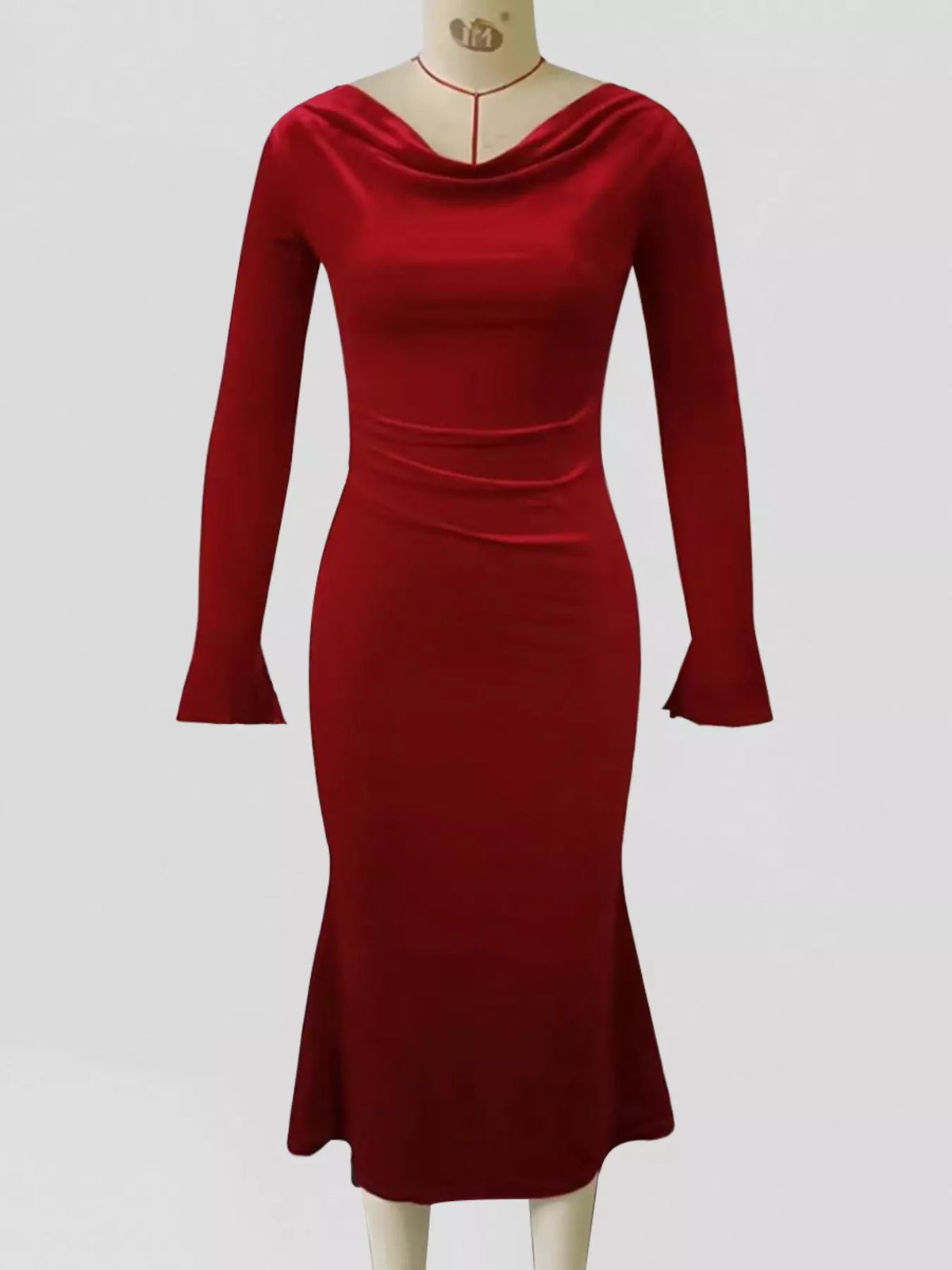 Isolde Velvet Dress with Cowl Neck and Long Sleeves