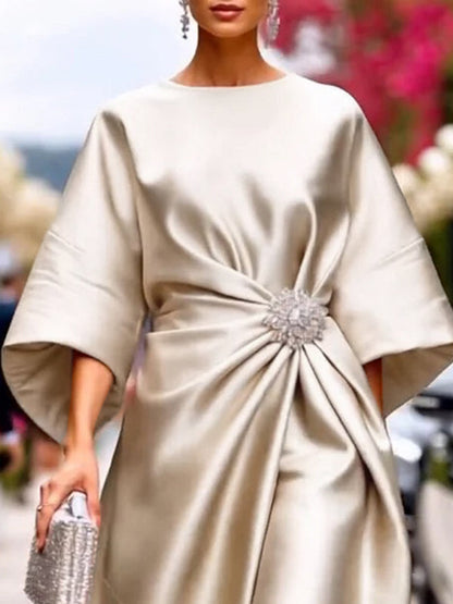 Goldie Pleated Asymmetric Maxi Dress