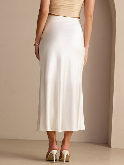 Francesca Silk Skirt with High Waist and Bias Cut
