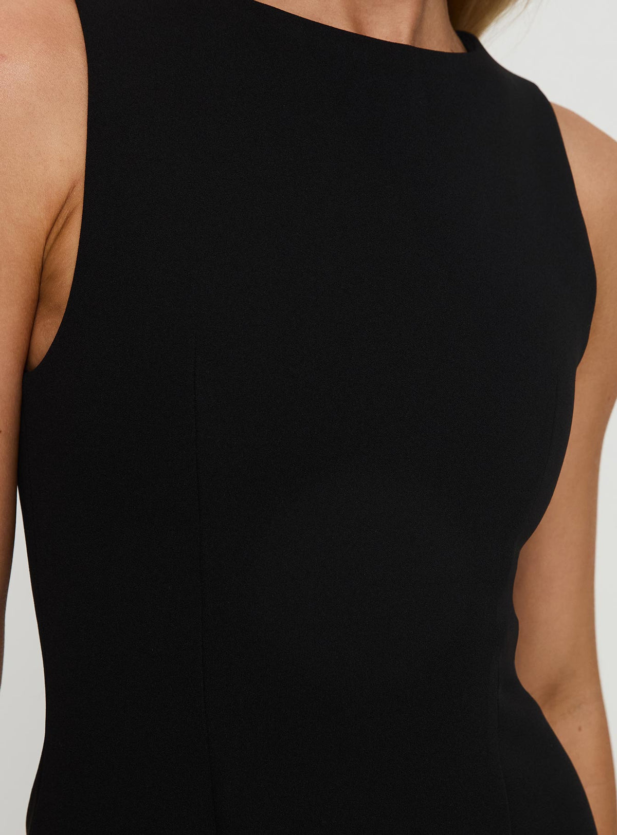 Aileen Black Mini Dress with Boat Neck and A-Line Skirt