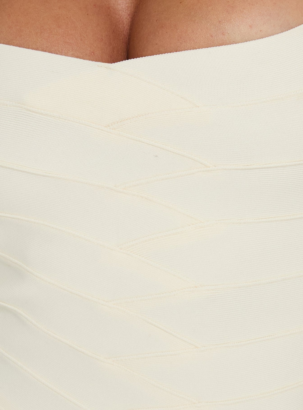 Paola Cream Dress with Bandage Knit and Halter Neck